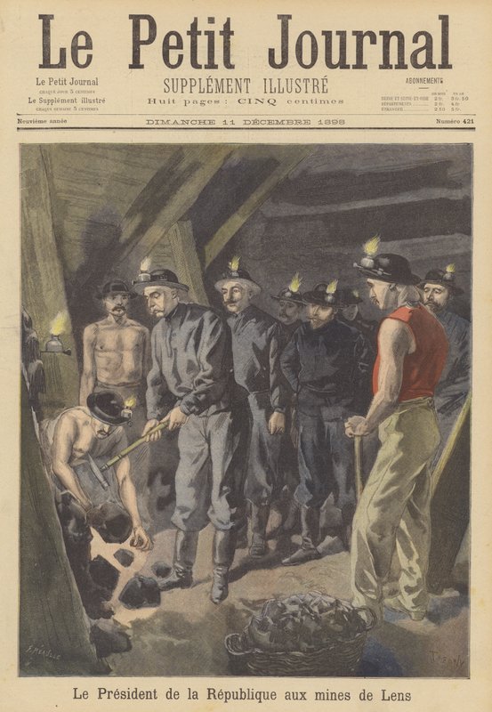 Presidente Faure da França visitando as minas de carvão de Lens de French School