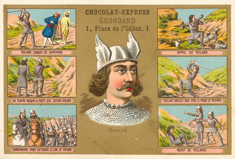 Roland, guerreiro franco e cenas de sua vida de French School