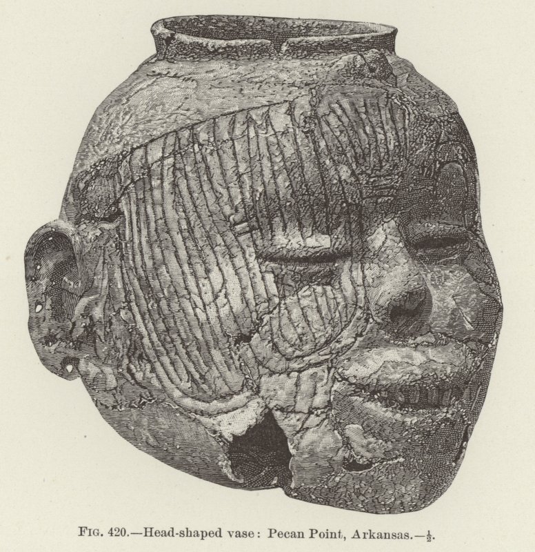 Um vaso em forma de cabeça: Ponta Pecan, Arkansas (gravura) de (after) American School