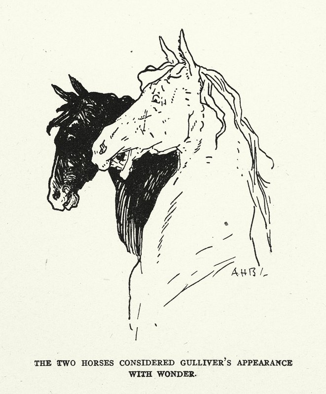 Ilustração para "As Viagens de Gulliver" de Jonathan Swift (litografia) de (after) American School