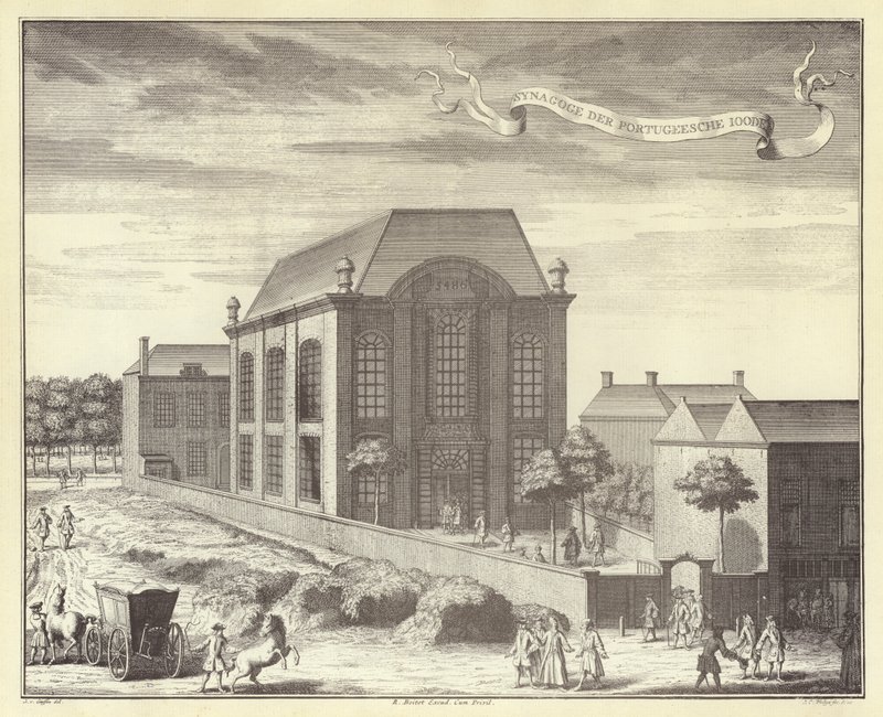 A Sinagoga Portuguesa, Amsterdão (gravura) de (after) Dutch School