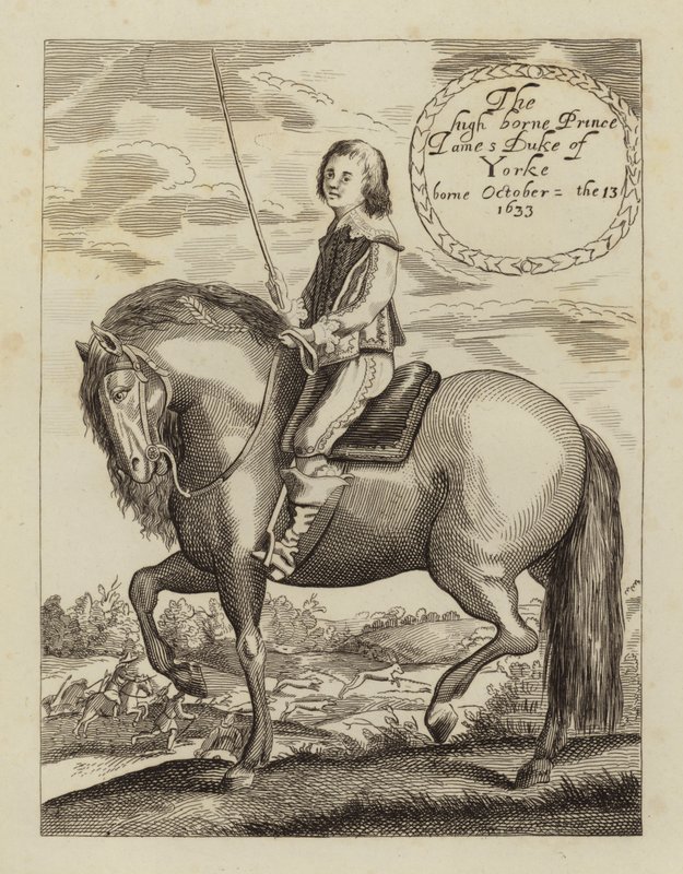 James II e VII, Rei da Inglaterra, Escócia e Irlanda, quando Duque de York (gravura) de (after) English School