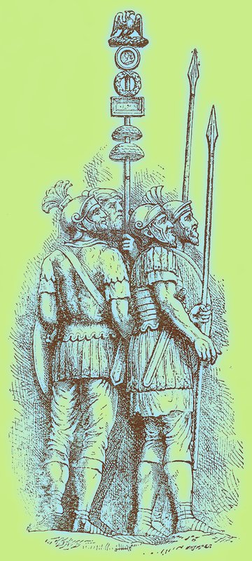 Soldados romanos, ilustração para "History of England" de H. O. Arnold-Forster, publicado em 1897 (imagem digitalmente melhorada) de (after) English School