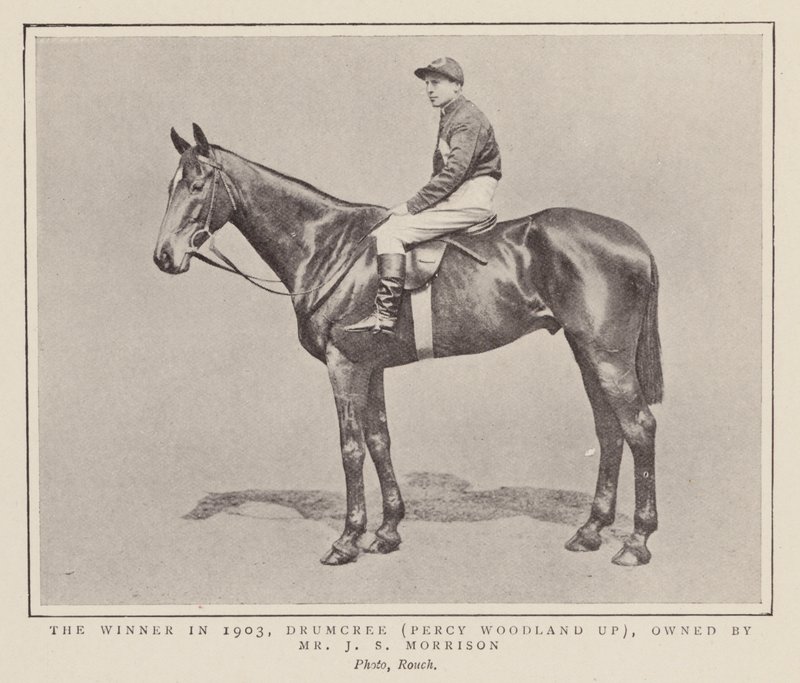 Drumcree, vencedor do Grand National de 1903 (fotografia a preto e branco) de (after) English photographer