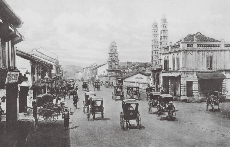 Singapura: North Bridge Road (fotografia a preto e branco) de (after) English photographer