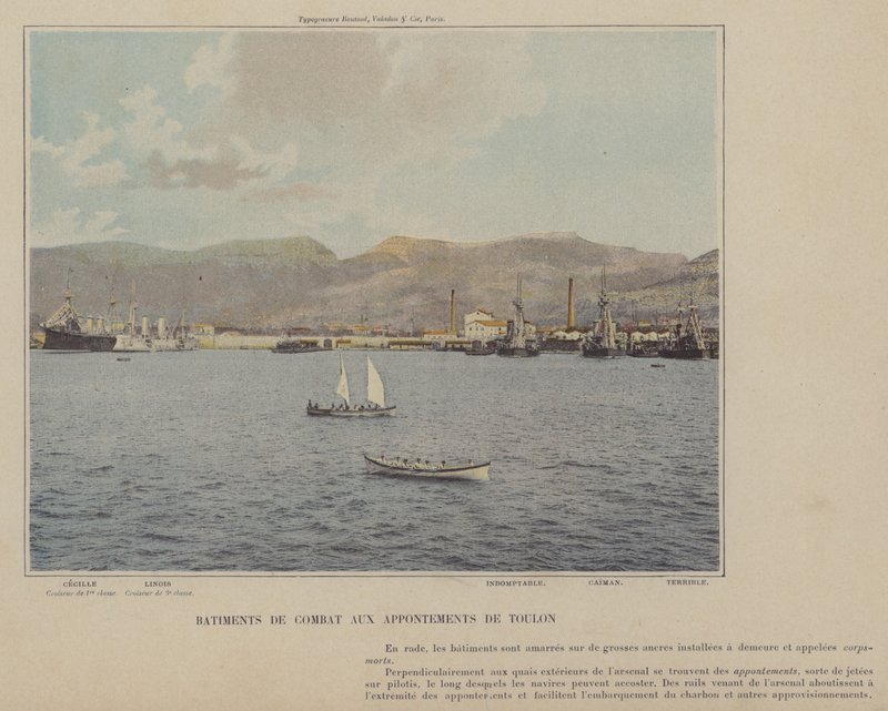 Navios de combate no cais de Toulon (foto colorida) de (after) French Photographer