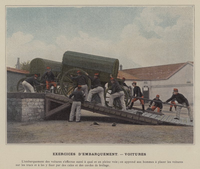 Exercícios de embarque, Carros (foto colorida) de (after) French Photographer