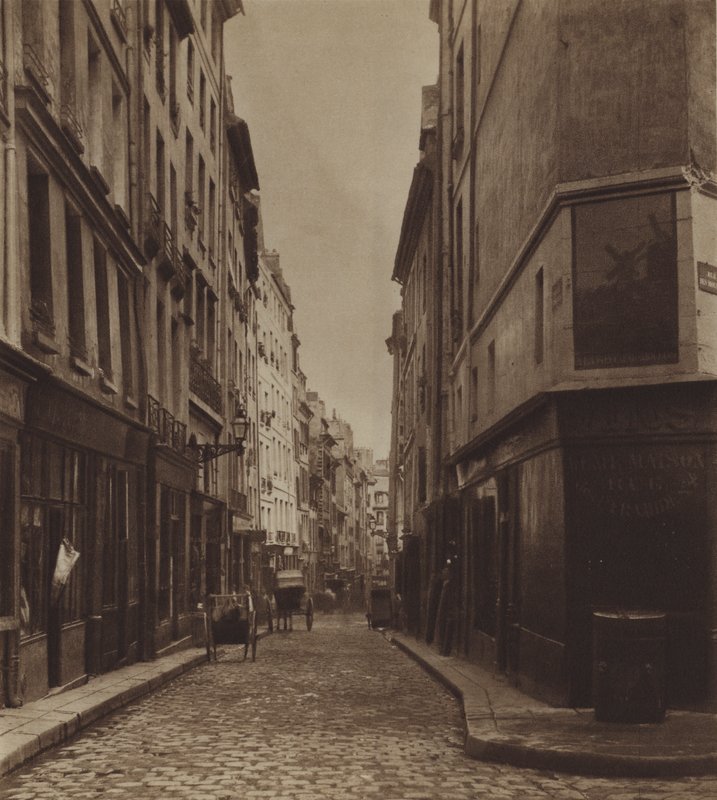 Rue des Moineaux por volta de 1866, demolida para a construção da Avenue de l