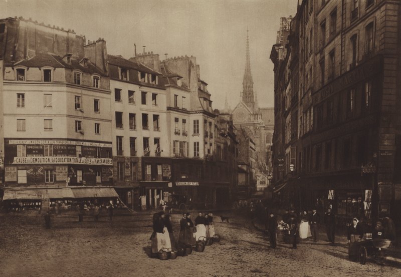 A antiga praça Maubert (foto a p/b) de (after) French Photographer