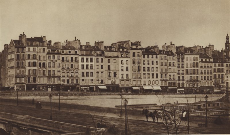 Quai Le Pelletier por volta de 1855, agora parte do Quai de Gesvres (foto a p/b) de (after) French Photographer