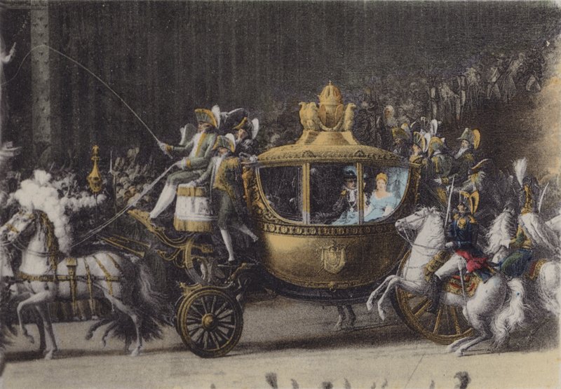Voiture du Mariage de Napoleon 1, 2 Avril 1810, Transporte de Napoleon 1, 2 Abril 1810 (foto colorida) de (after) French Photographer