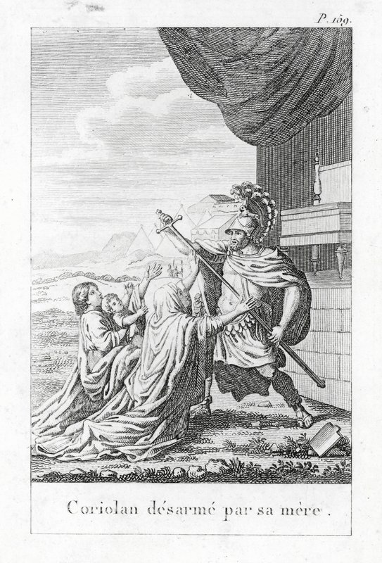 Coriolanus desarmado pela sua mãe (gravura) de (after) French School
