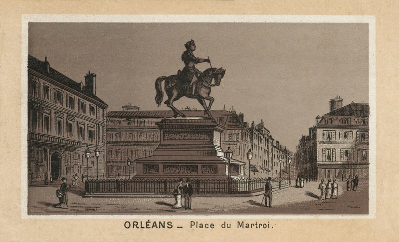 Orleães: Place du Martroi (litografia) de (after) French School