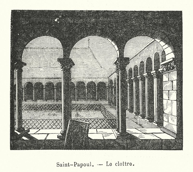 Saint-Papoul, O claustro (gravura) de (after) French School