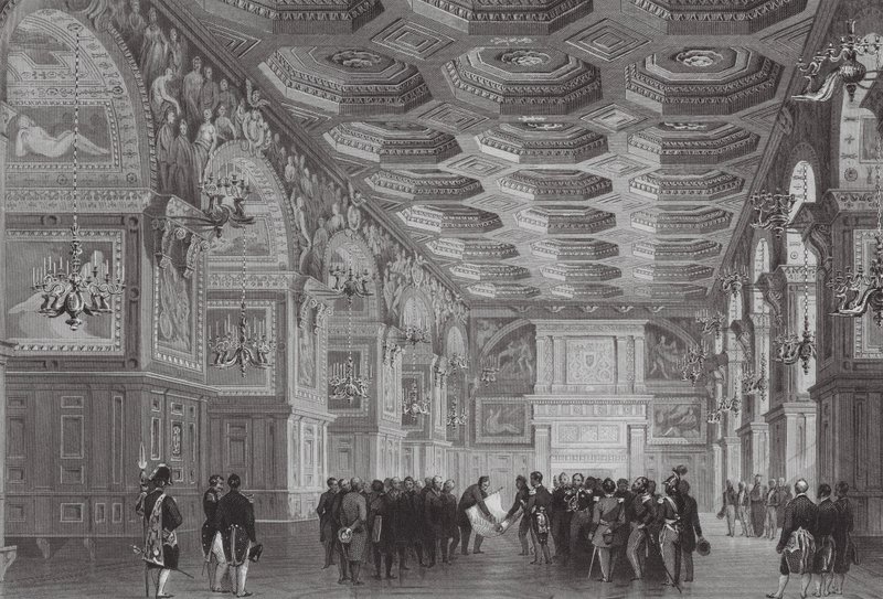 O Palácio de Fontainebleau (gravura) de (after) French School