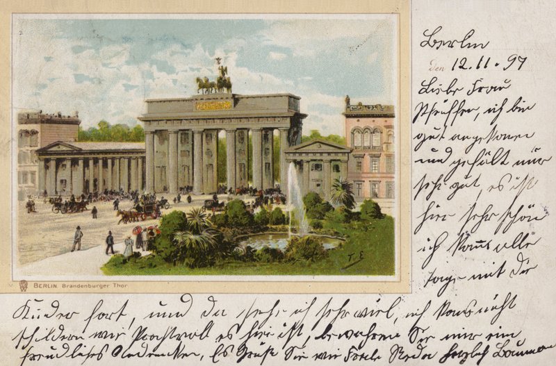 Berlim, Portão de Brandenburgo (cor litho) de (after) German School