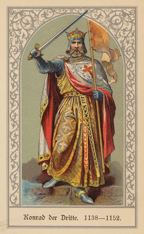 Conrado III, Sacro Imperador Romano-Germânico (litografia a cores) de (after) German School