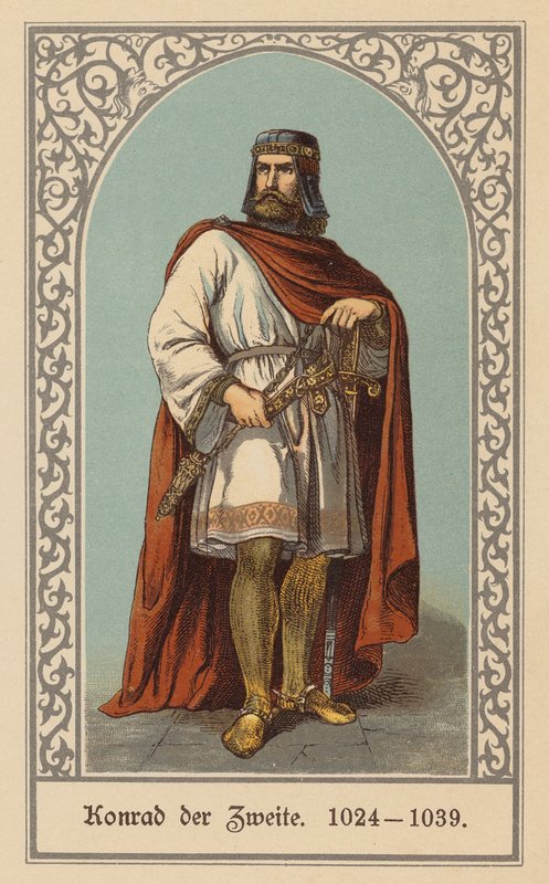 Conrado II, Sacro Imperador Romano-Germânico (litografia a cores) de (after) German School