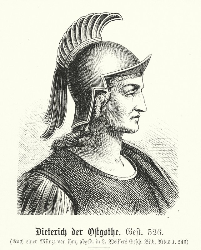 Dieterich, o Ostrogótico, 454-526, Teodorico (gravura) de (after) German School