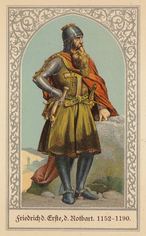 Frederico Barbarossa, Sacro Imperador Romano-Germânico (litografia a cores) de (after) German School