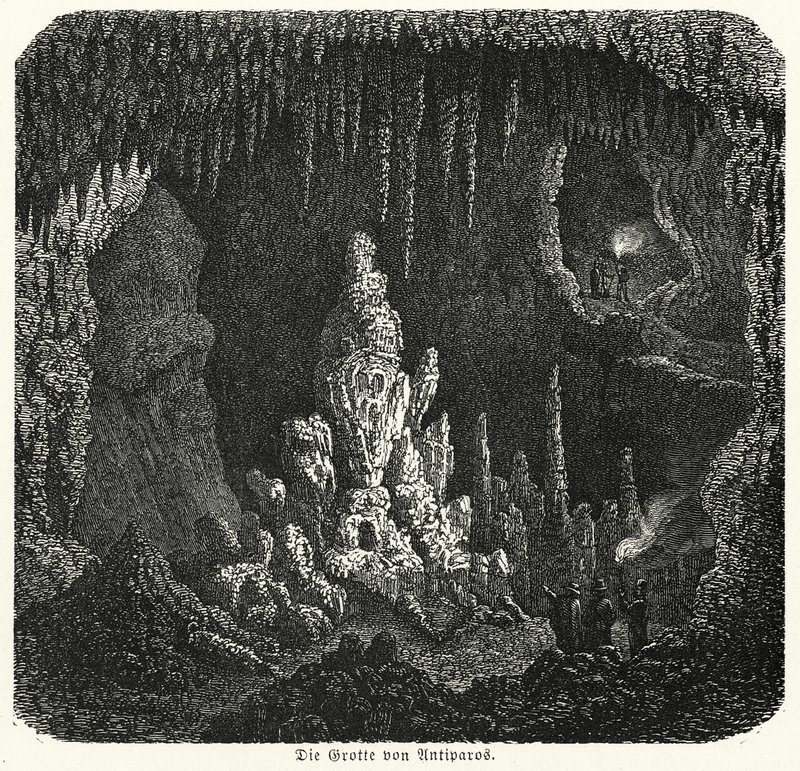 Gruta de Antiparos, Grécia (gravura) de (after) German School