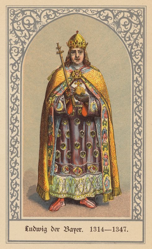 Luís IV, Sacro Imperador Romano-Germânico (litografia a cores) de (after) German School