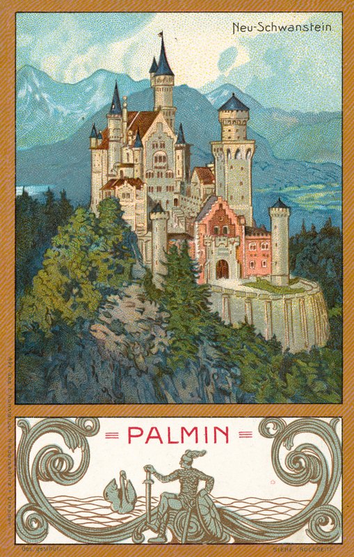 Castelo de Neuschwanstein, Baviera (chromolitho) de (after) German School
