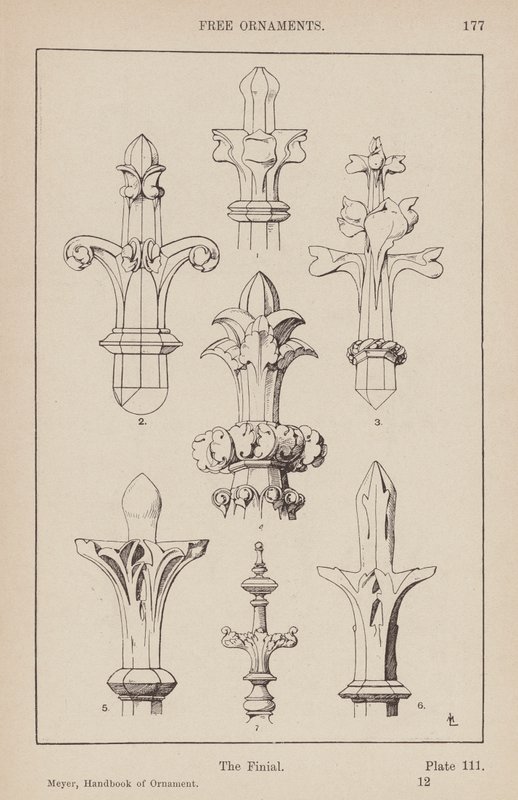 Ornamento: Free Ornaments, The Finial (gravura) de (after) German School