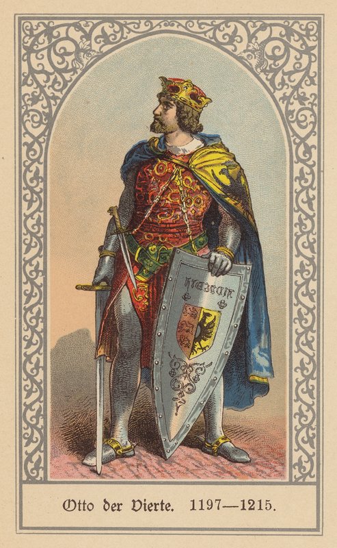 Otto IV, Sacro Imperador Romano-Germânico (litografia a cores) de (after) German School