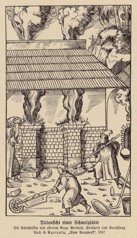 Vista parcial de uma fundição (xilogravura) de (after) German School
