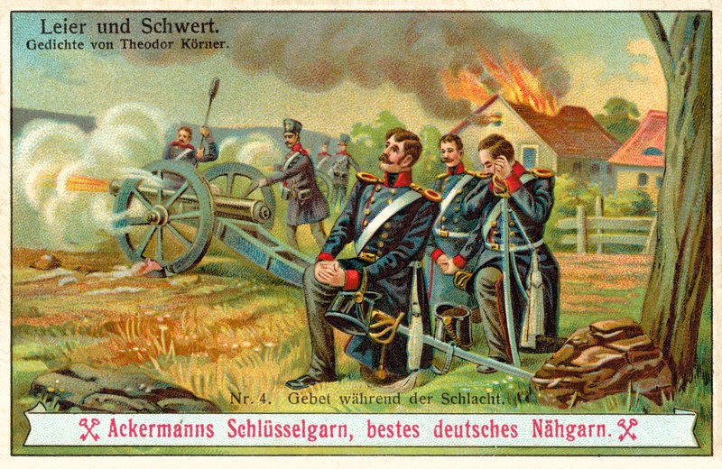 Oração durante a batalha (chromolitho) de (after) German School