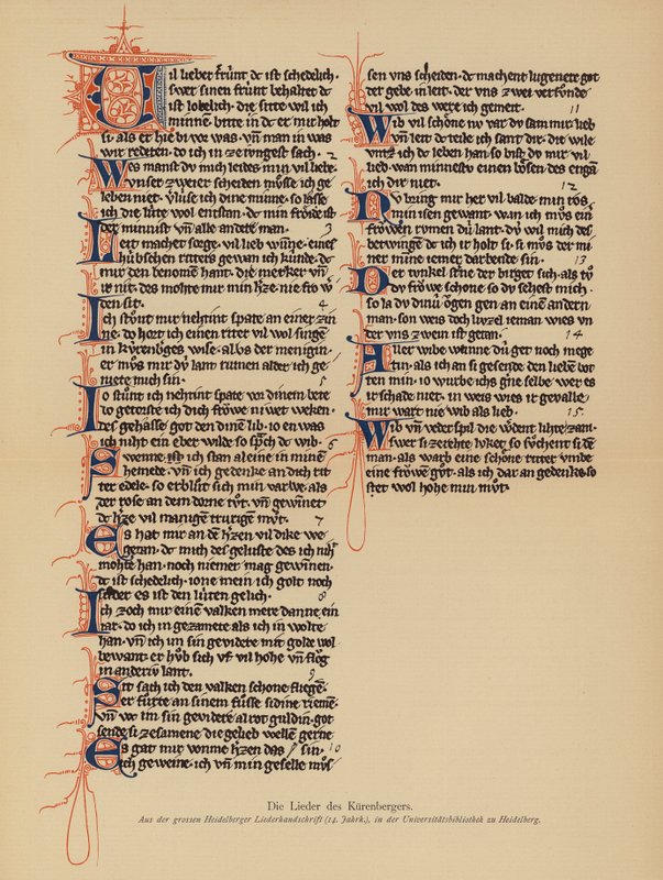 As canções de Der Kurenberger (litografia a cores) de (after) German School