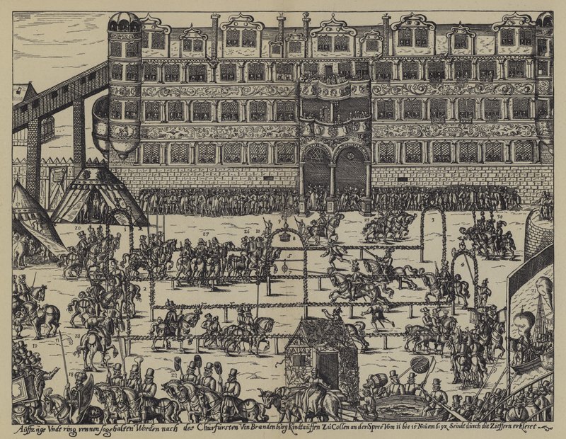 Torneio em celebração do batizado de Sigismund, filho de John George, Eleitor de Brandenburgo, no Castelo de Colln de (after) German School