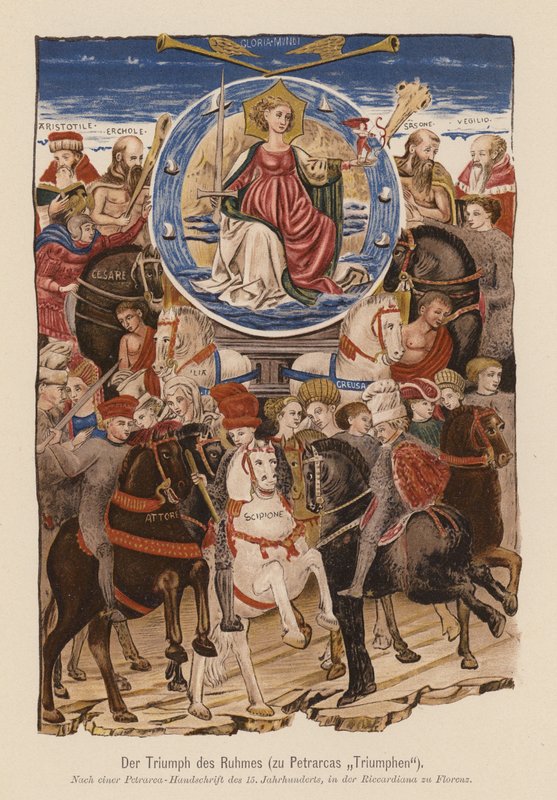 Cena de I Trionfi de Petrarca (litografia a cores) de (after) Italian School