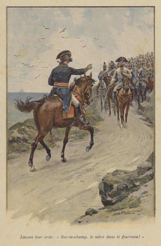Lannes gritou com eles: "Bainha a espada imediatamente!" (cor litho) de (after) Paris