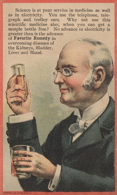 Propaganda para remédio favorito, tratamento para doenças dos rins, bexiga, fígado e sangue de American School