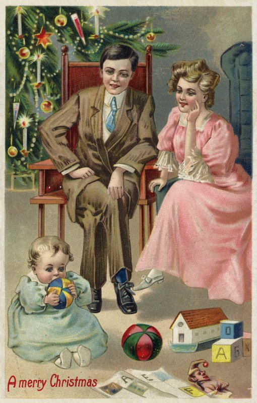 Par, com, bebê, em, natal de American School