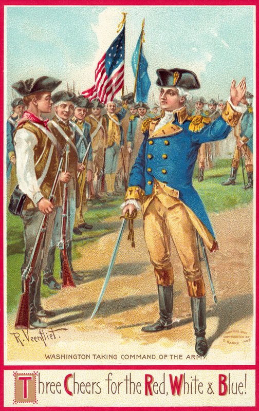 George Washington assumindo o comando do exército de American School