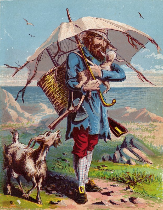 Ilustração para Robinson Crusoe de American School