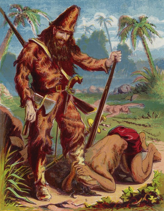 Ilustração para Robinson Crusoe de American School