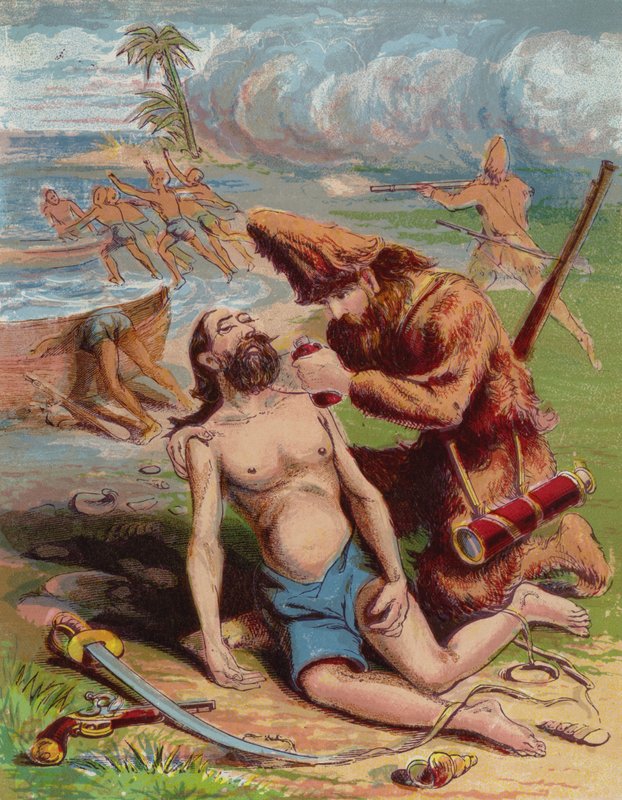 Ilustração para Robinson Crusoe de American School