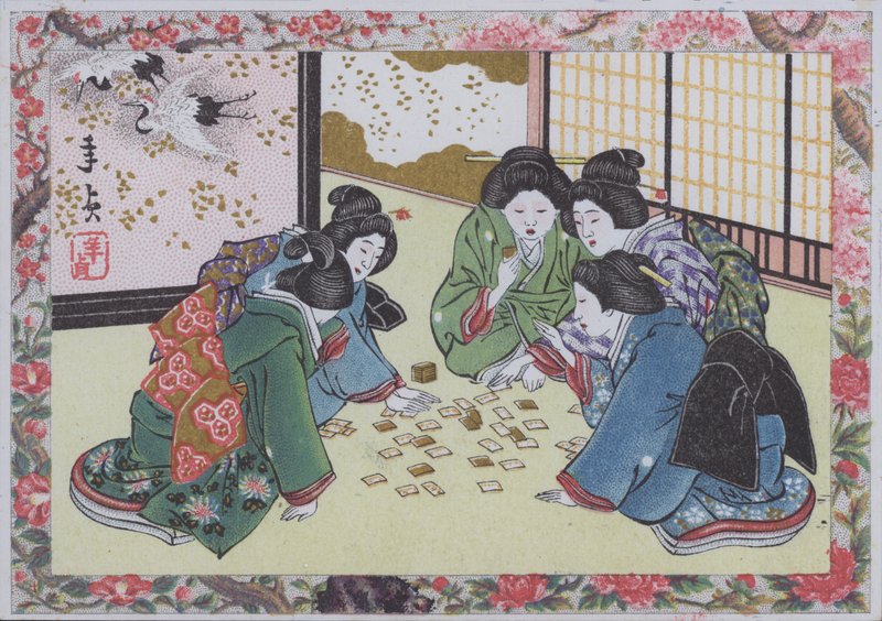 Mulheres japonesas jogando cartas de American School