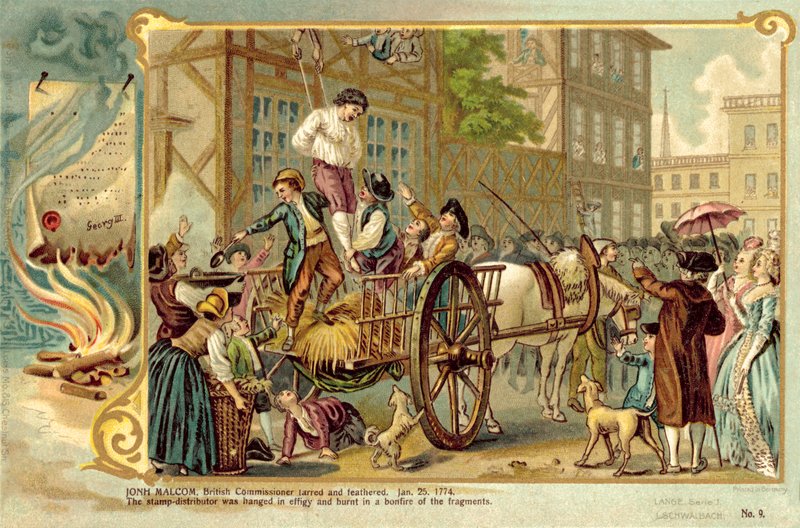 John Malcolm, comissário britânico, alcatroado e de penas, 25 de janeiro de 1774 de American School