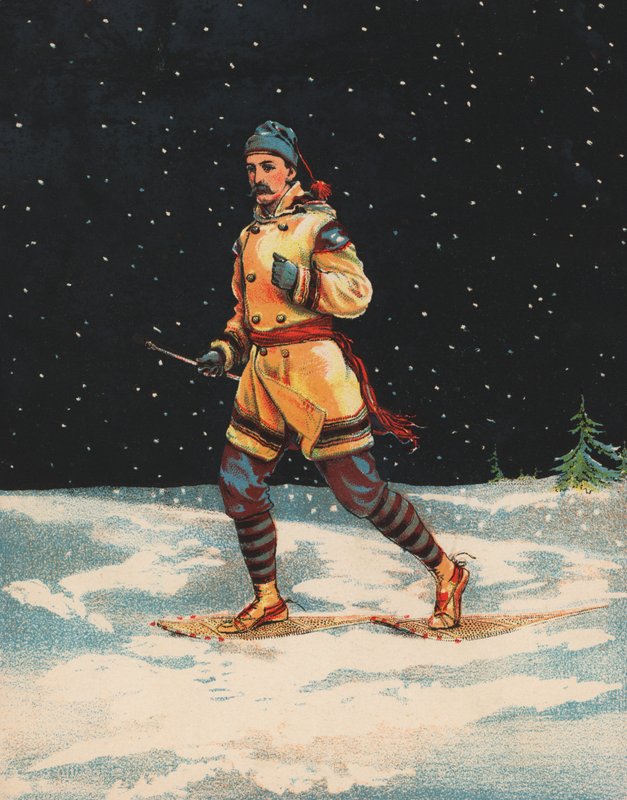 Homem, neve, shoeing de American School
