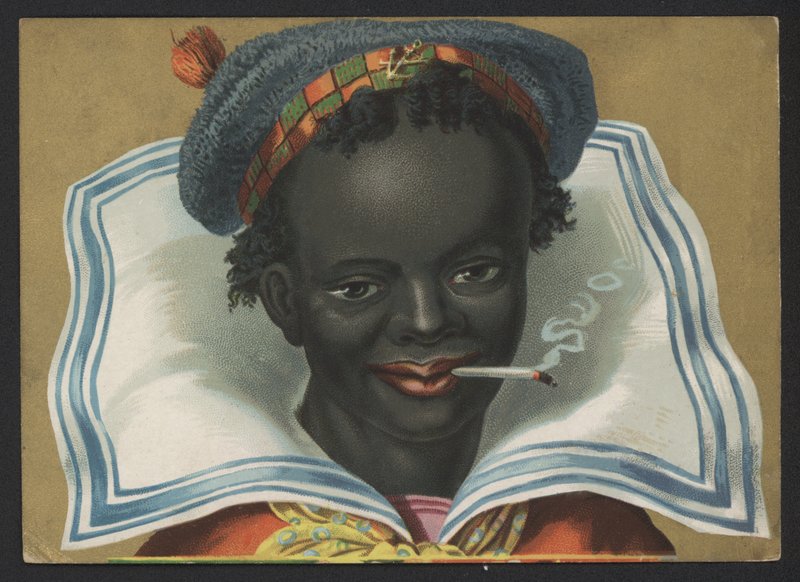Retrato, de, um, homem preto, fumando um cigarro de American School