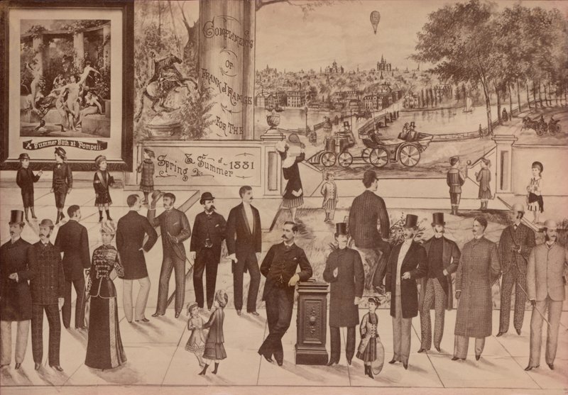 Cartão de comércio para Frank J Ramge, draper e alfaiate, 1881 de American School