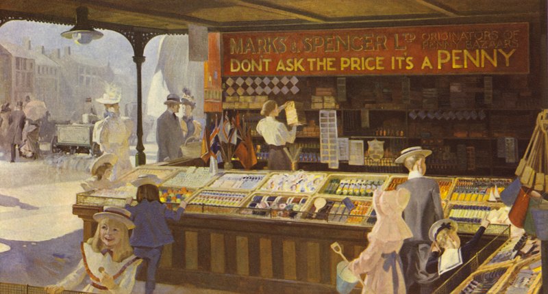 Um interior do Penny Bazaar mostrando a exibição aberta, 1900 de English School