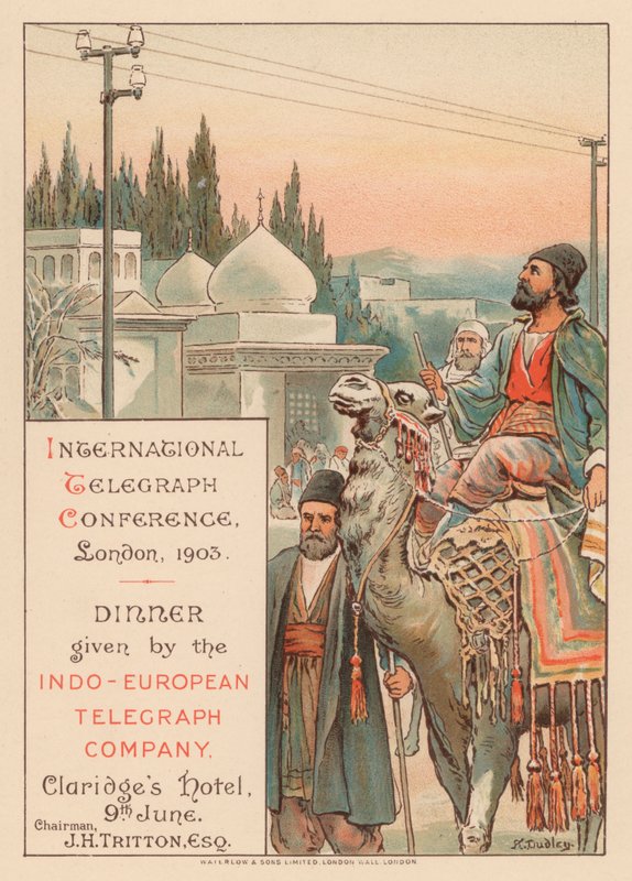 Jantar oferecido pela empresa de telégrafo indo-europeu no Claridges Hotel, Londres, durante a Conferência Internacional do Telégrafo, 9 de junho de 1903 de English School