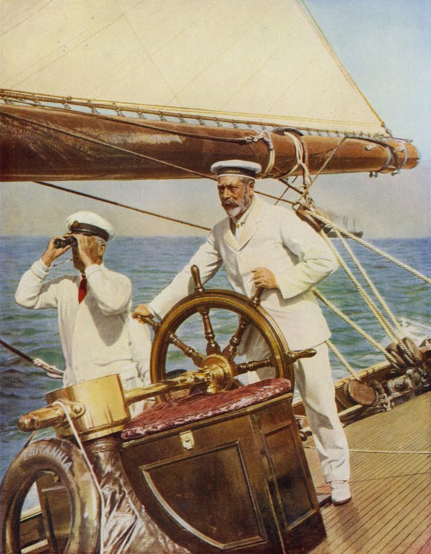 Rei George como um iatista em Cowes em 1924 de English School