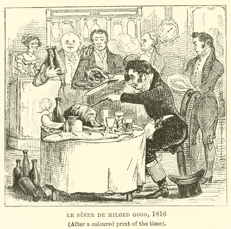 Le Diner de Milord Gogo, 1816, (Depois de uma impressão colorida da época) de English School